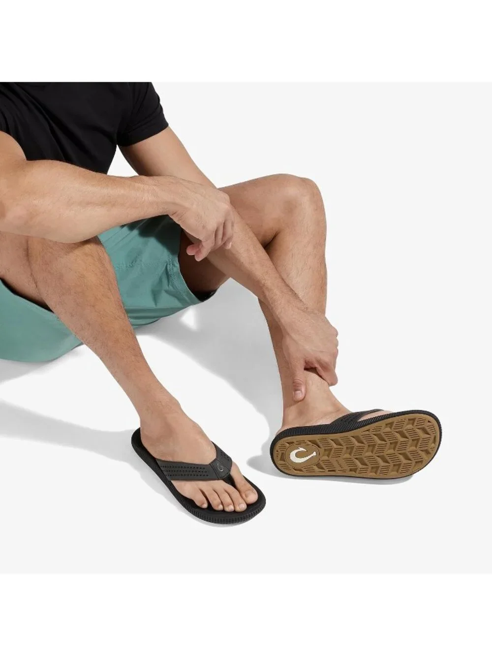 Men's Black Resistant Flip Flops Arch Support Comfort Fit Beach Sandal Shoes